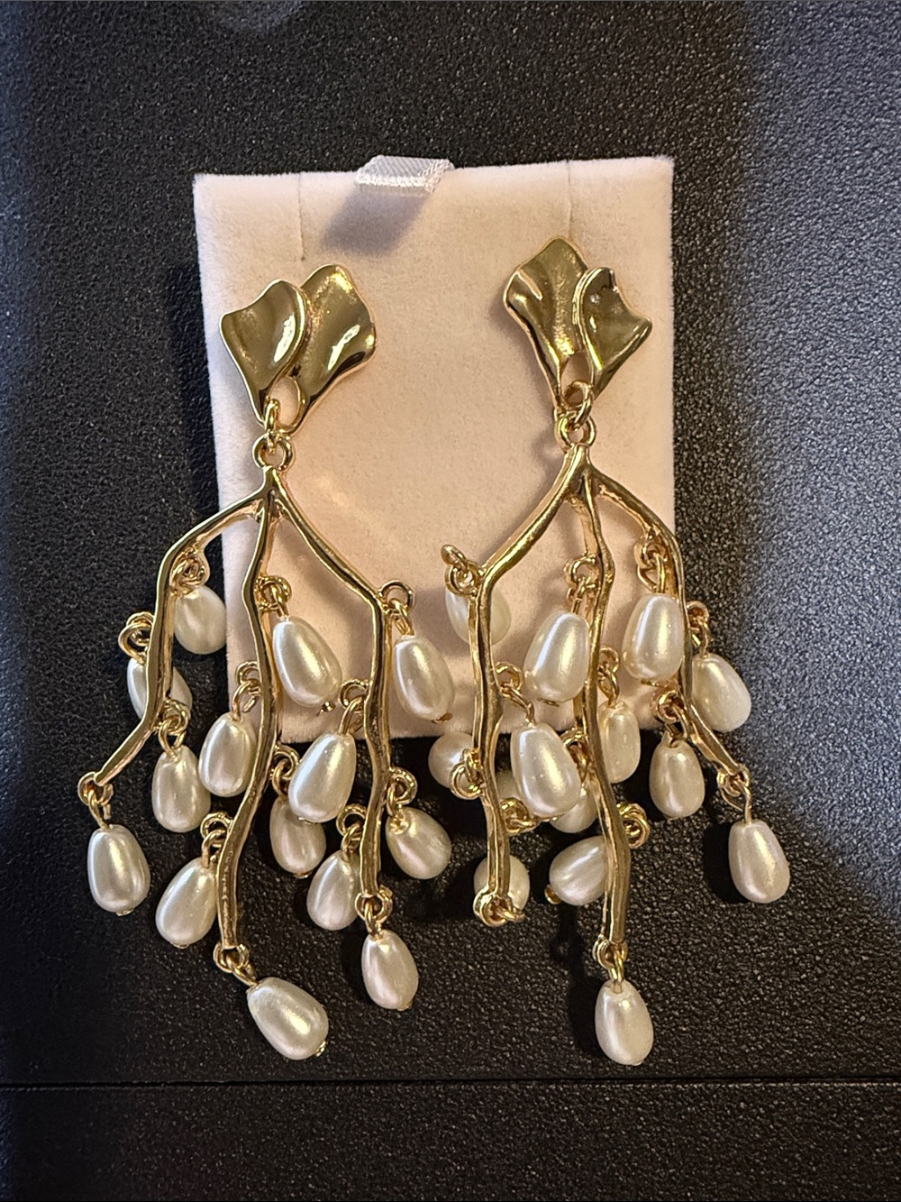 Gold Pearl Branch Drop Earrings - Women's Jewelry